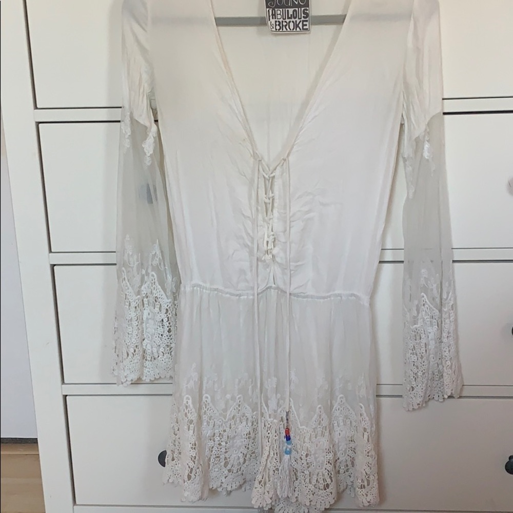 White lace detailed romper
